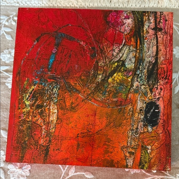 Lorri Kelly Abstract Red and Orange Canvas Art 8” x 8” - Picture 4 of 4